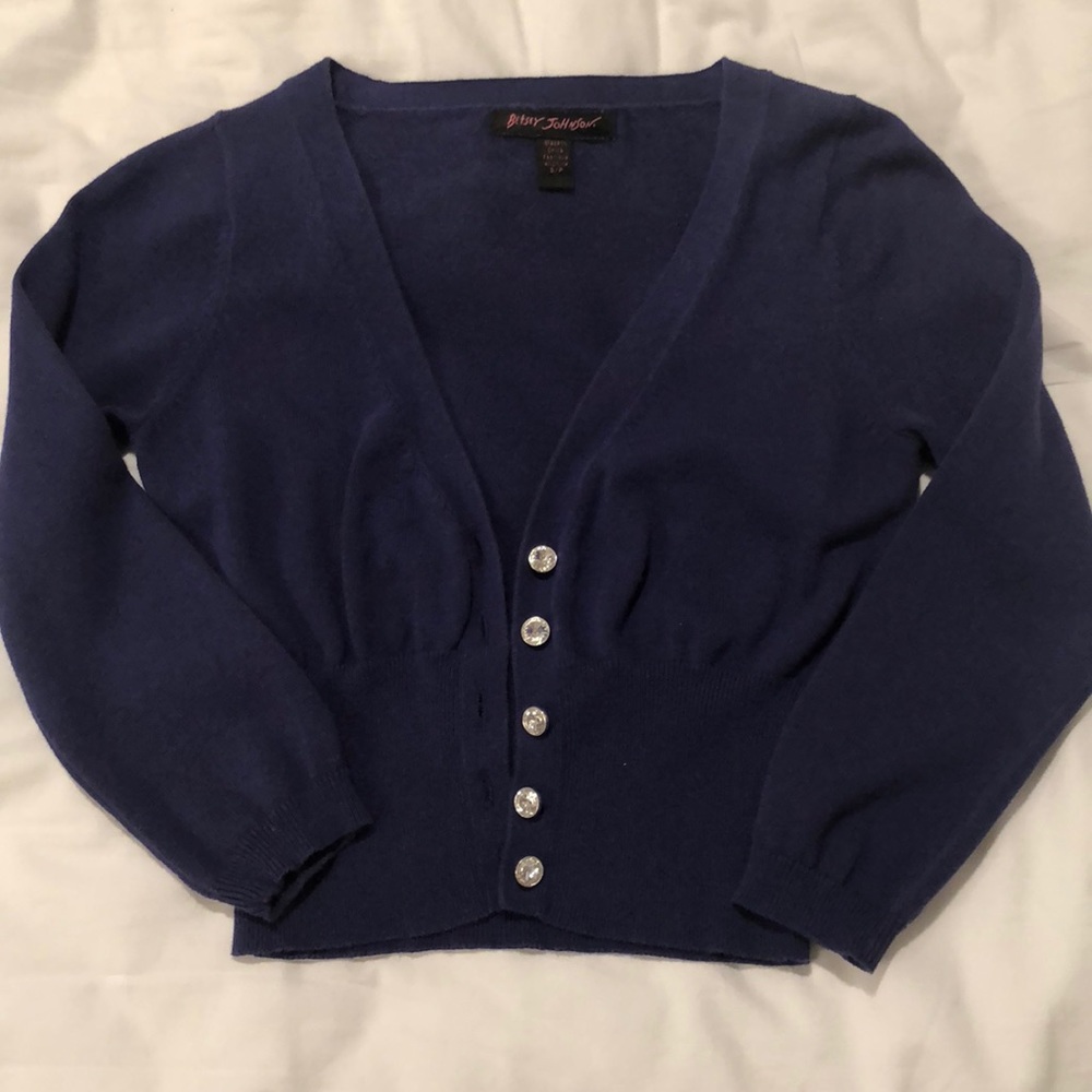 Betsy Johnson bright navy cardigan - size S